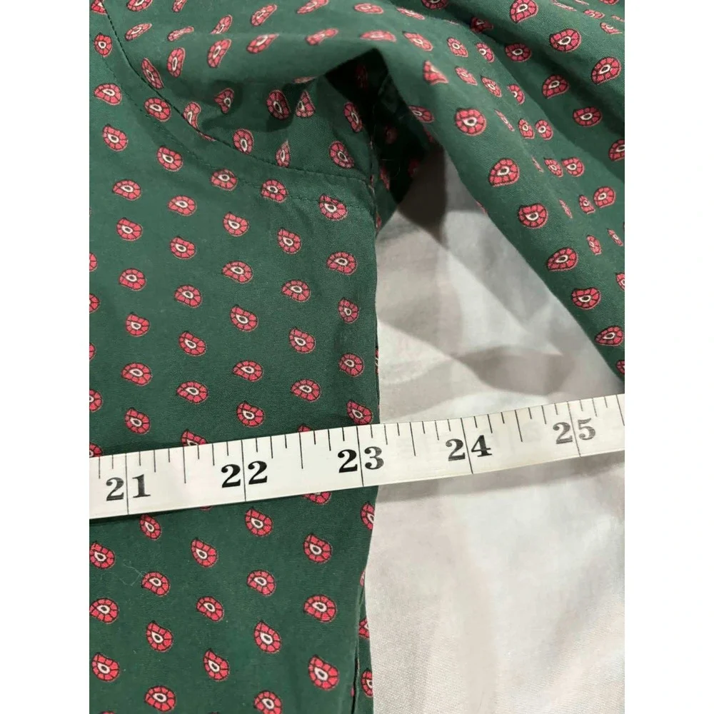 J Crew Slim Fit‎ Green Red Paisley Print Button Down Shirt Men's XL